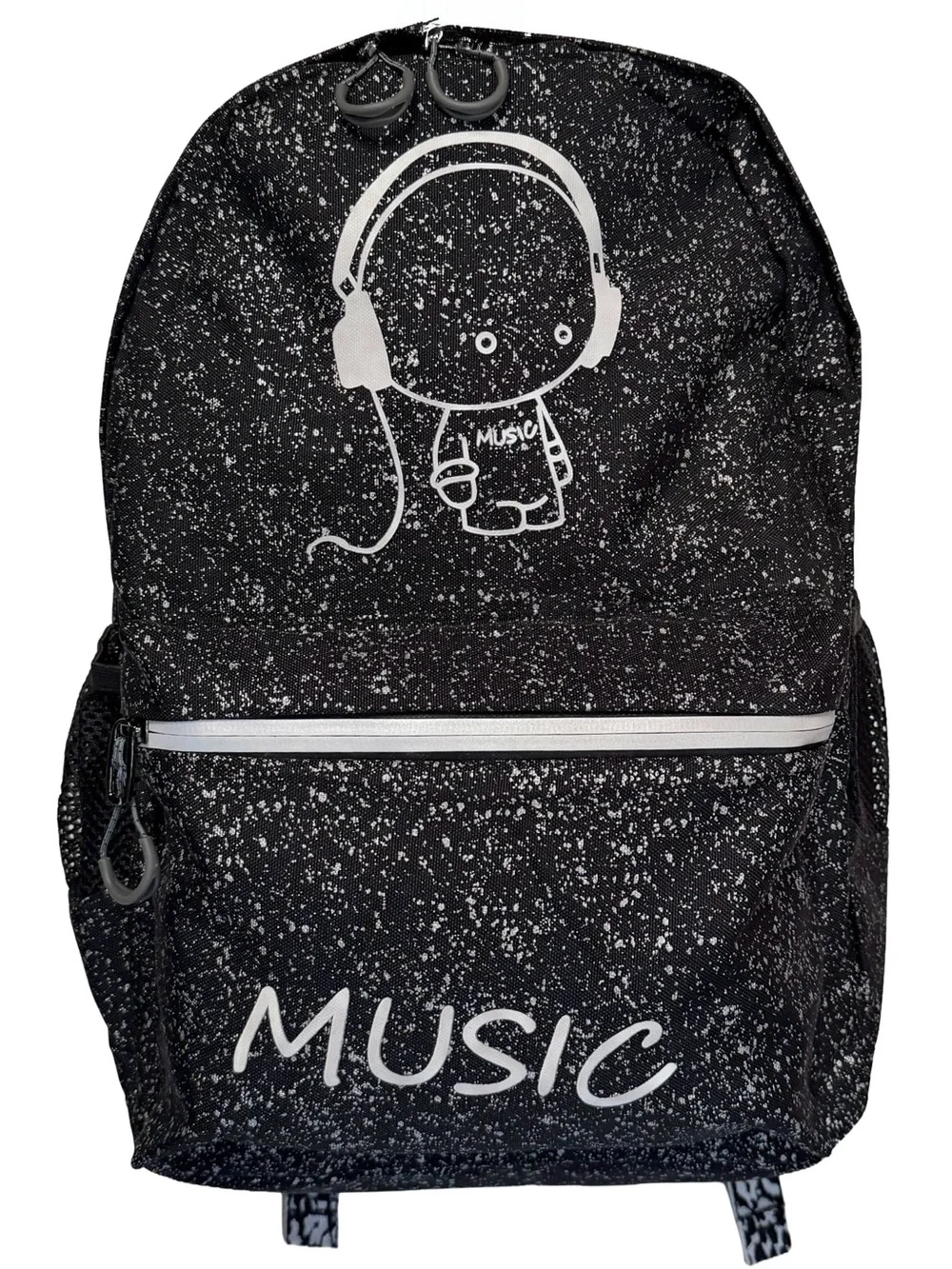 Gudui USB Silver Splatter Music Black Backpack